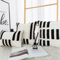 tufted tassel throw pillow black white stripes pillow covers decor 45x45cm decorative pillows for living room bed room zip open