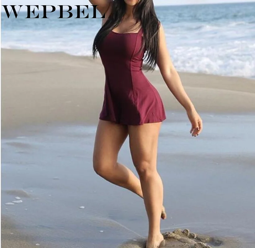 

WEPBEL One-piece Swimsuit Women Beachwear Bikini Swimwear Sleeveless Sling Sexy Jumpsuit