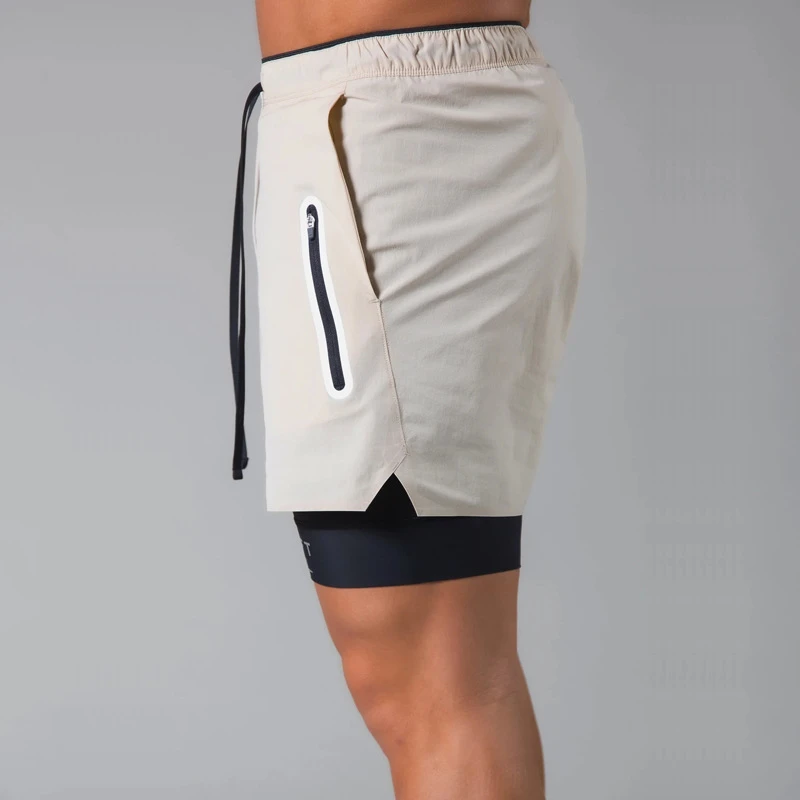 

2021 Summer Running Shorts Men 2 in 1 Sports body-building Jogging Fitness Training Quick Dry male Gyms Shorts Sport Short Pants
