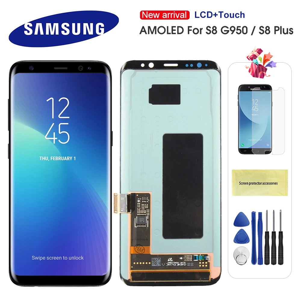 Оригинальный ЖК дисплей AMOLED для Samsung Galaxy S8 Plus G950 G950F G955 G955F с сенсорным экраном