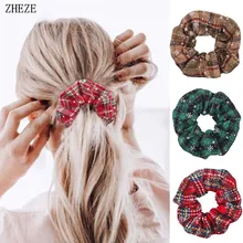 Cintas para el pelo con estampado Floral para Mujer y niña, cintas para el pelo con estampado navideño de cuadros, cintas elásticas para el pelo, accesorios para el cabello para Mujer (1)