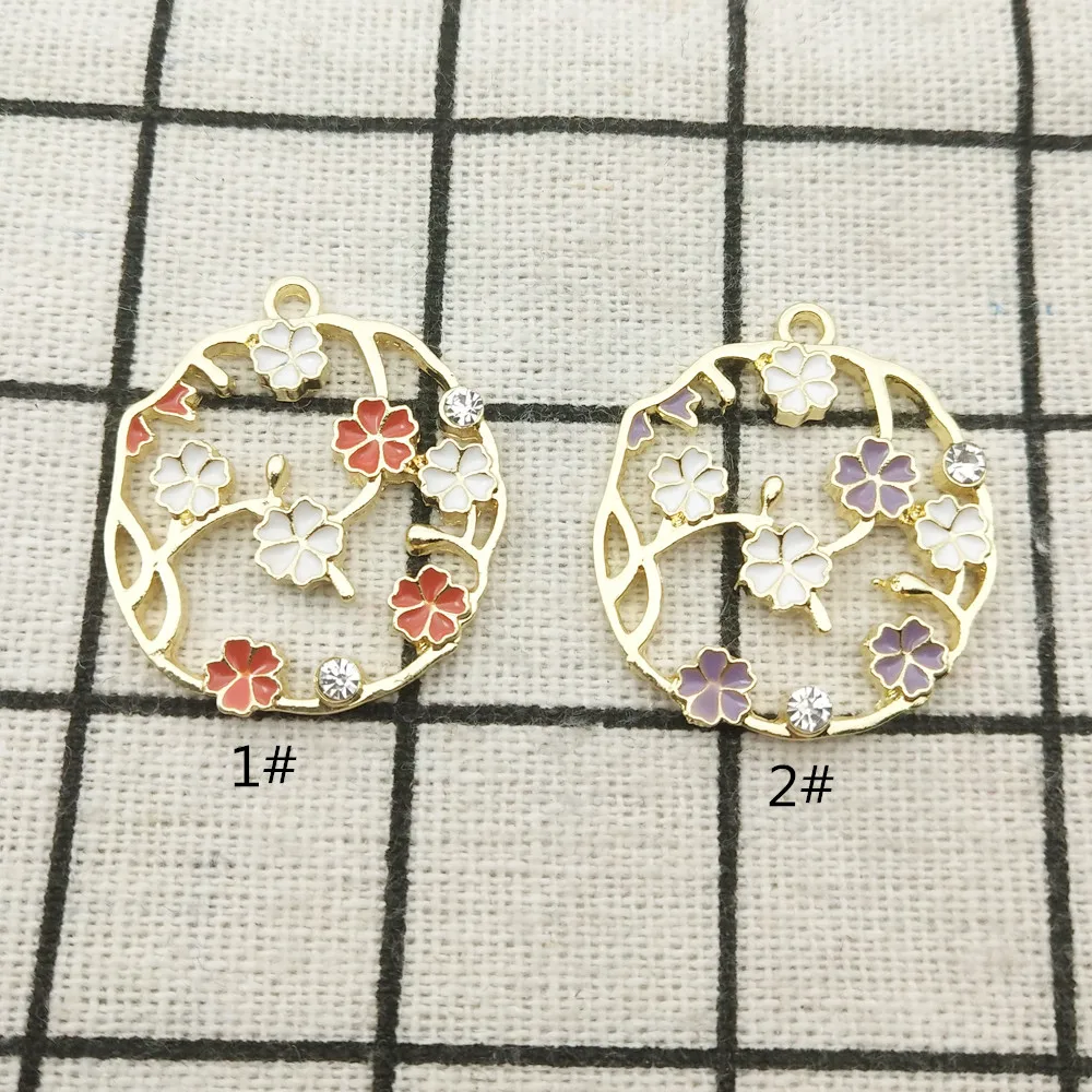

10 шт. эмалированный Шарм-подвеска в виде цветка ювелирные изделия аксессуары серьги, браслет с подвеской ожерелья подвески из цинкового спл...