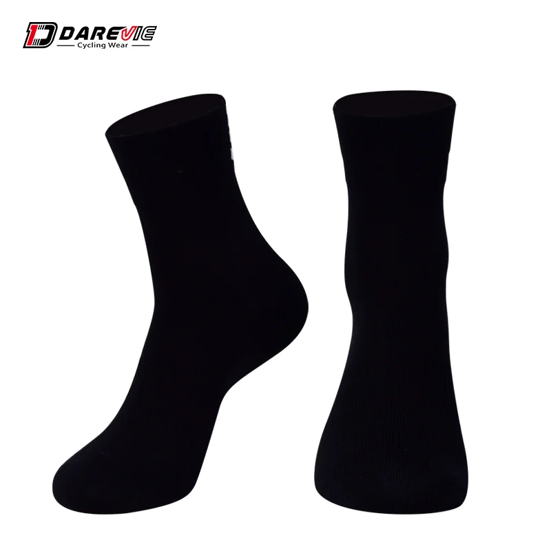 Darevie cycling socks soft sports socks breathable socks elastic biking socks anti-bacterial reflective bicycle cocks MTB road - Цвет: Black