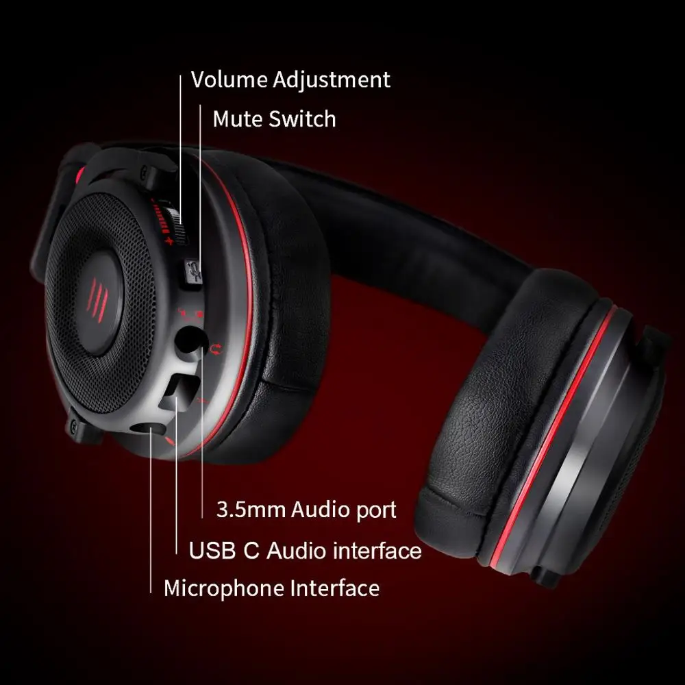 eksa e900 pro gaming headset gamer 7 1 surround sound wired game headphones with microphone for xboxpcps4laptopxiaomi free global shipping