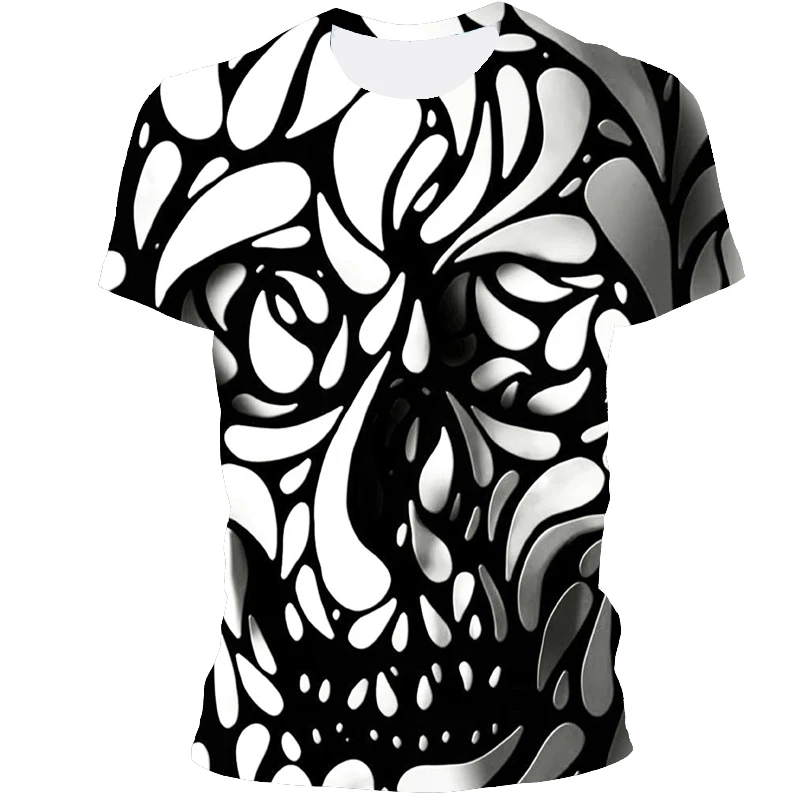 

2021 New Men's 3D Printed Skull Series Street Short Sleeve Casual Style For Adult XXS-6XL