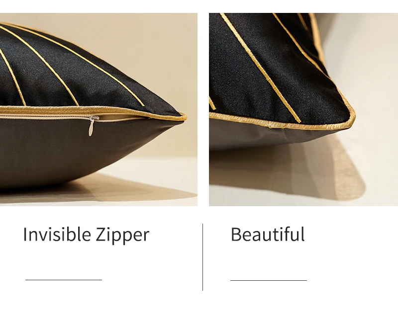 

Avigers Luxury Embroidery Cushion Covers Blue Black Gold Line Throw Pillow Cases for Couch Sofa Bedroom Living Room