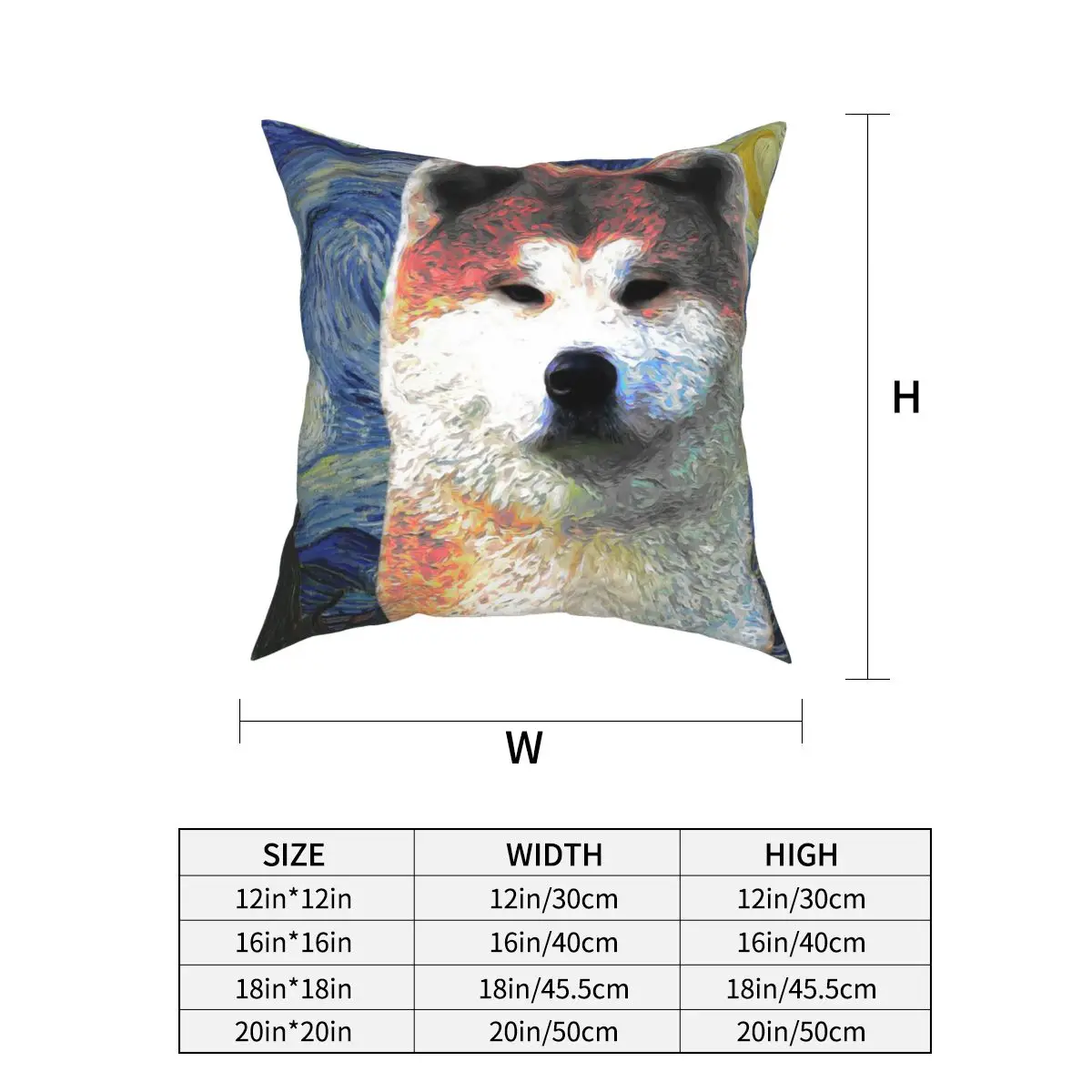 

Akita Inu Starry Night Van Gogh Pillowcase Printed Fabric Cushion Cover Decorations Throw Pillow Case Cover Home Zipper 18''