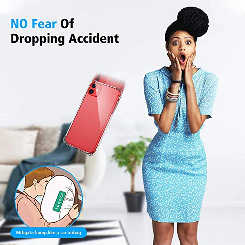 

Shockproof Transparent Clear TPU Phone Case For iPhone 11 Pro xs xr xs max 7 8 6s plus case se 2020 Silicone+Hard PC Back Cover