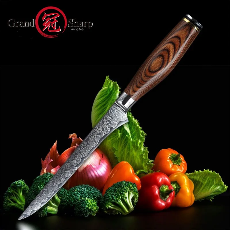 GRANDSHARP Дамасские кухонные ножи vg10 Японский стальной поварский нож сантоку склеивание инструменты для разделки туш высококачественные профессиональные ножи