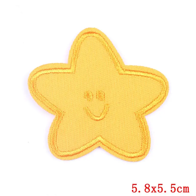 Prajna Cute Stars Patches DIY Colorful Ironing Patch For Clothing Heart Embroidery Applique Badge Kids Stickers Decor F | Дом и сад