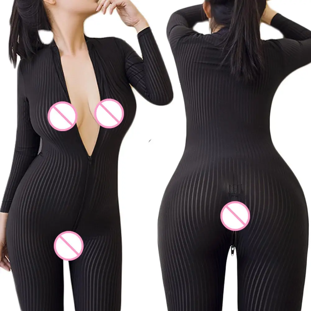 Женский комбидресс на молнии с длинными рукавами и леопардовым