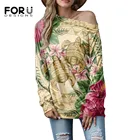 FORUDESIGNS, гавайская черепаха, полинезийская гибискус, Женская свободная футболка большого размера, Женский Повседневный Топ на одно плечо, женская одежда