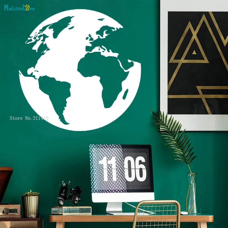 Наклейка на стену в виде земли природы глобуса карты планеты жизни морей океанов