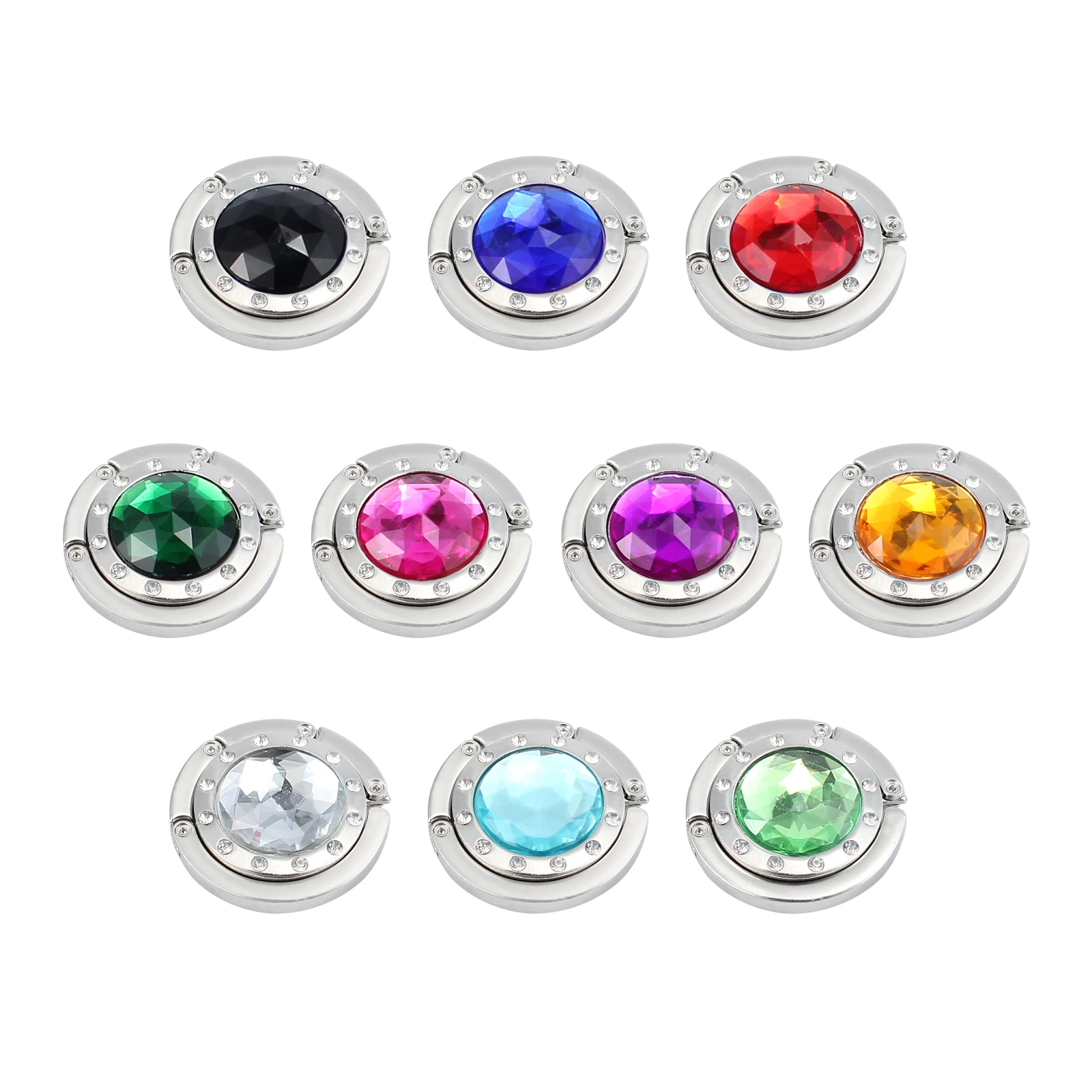 

GARLLEN 10pc Alloy Crystal Table Foldable Bag Hook Purse Handbag Umbrella Hook Hanger for Wedding Birthday Cafe Bar Office