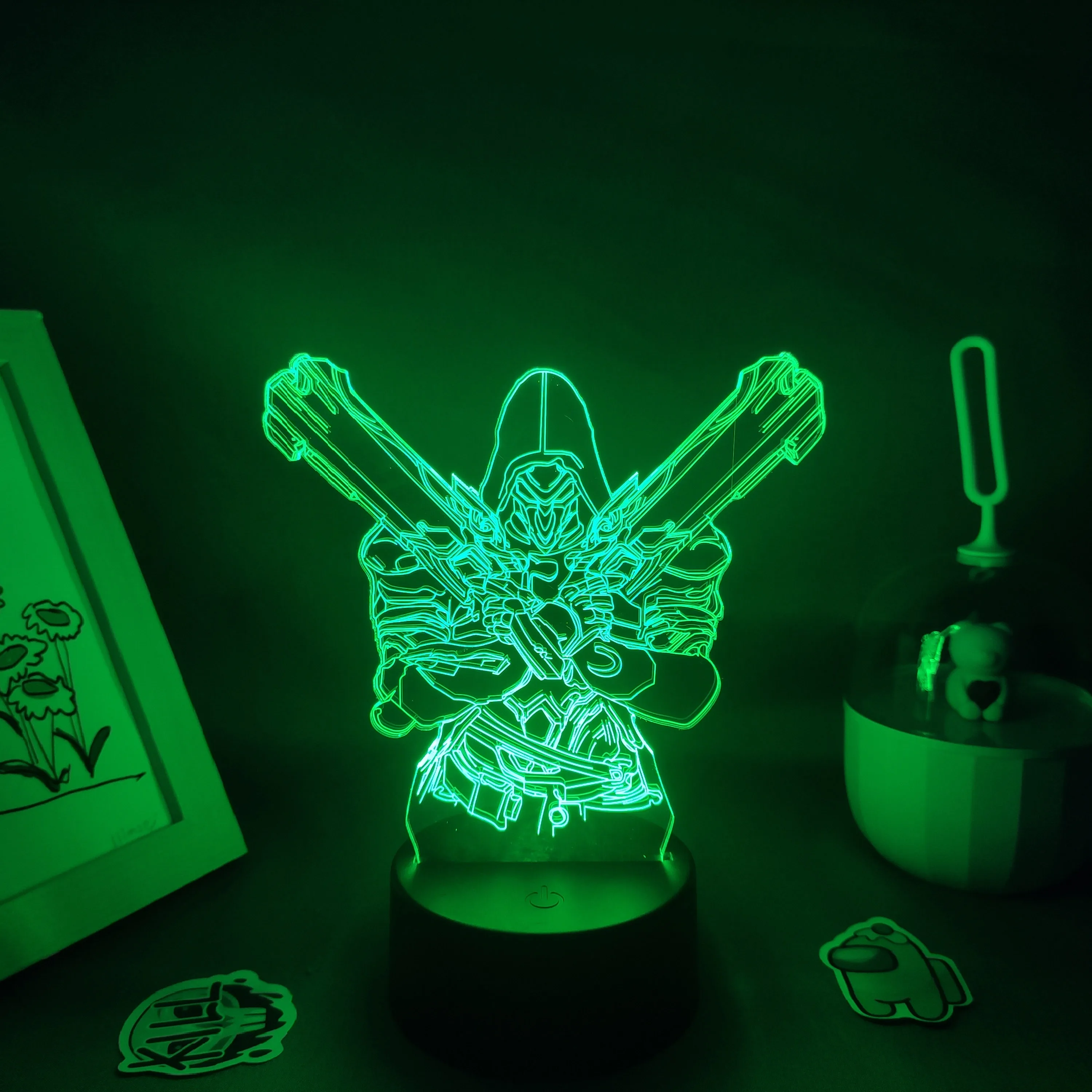 Overclock фигурка из игры OW жнец Габриэль Реда 3D лампы светодиодные RGB ночники подарок