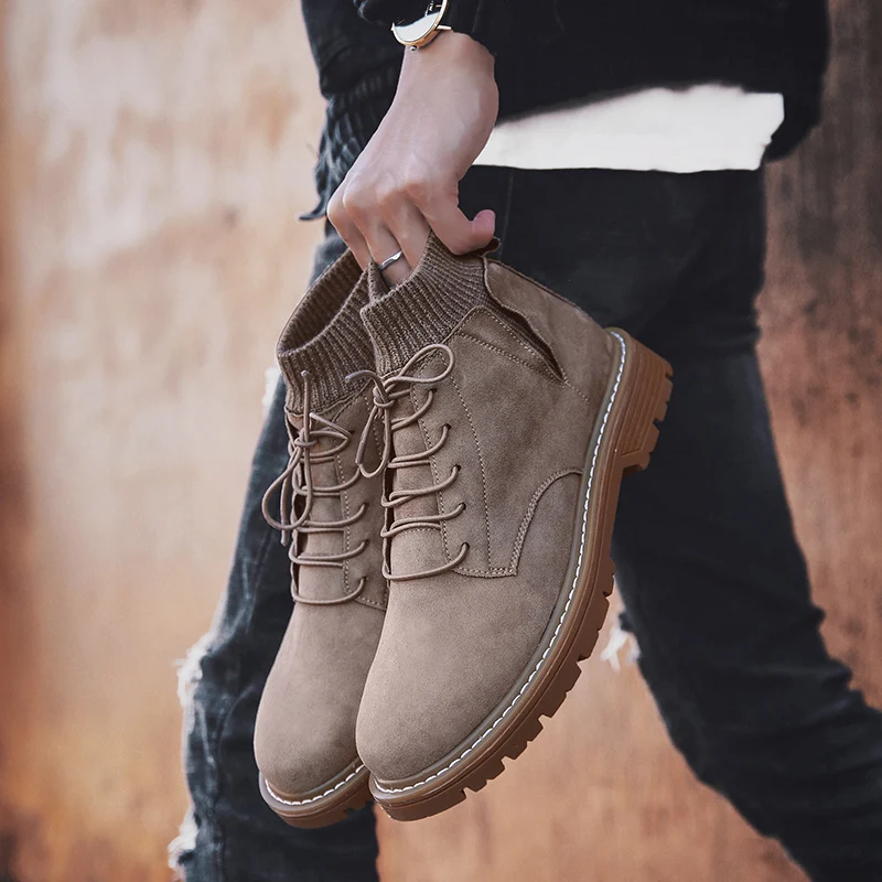 Лидер продаж Мужские мотоциклетные ботинки Модные рабочие с высоким берцем