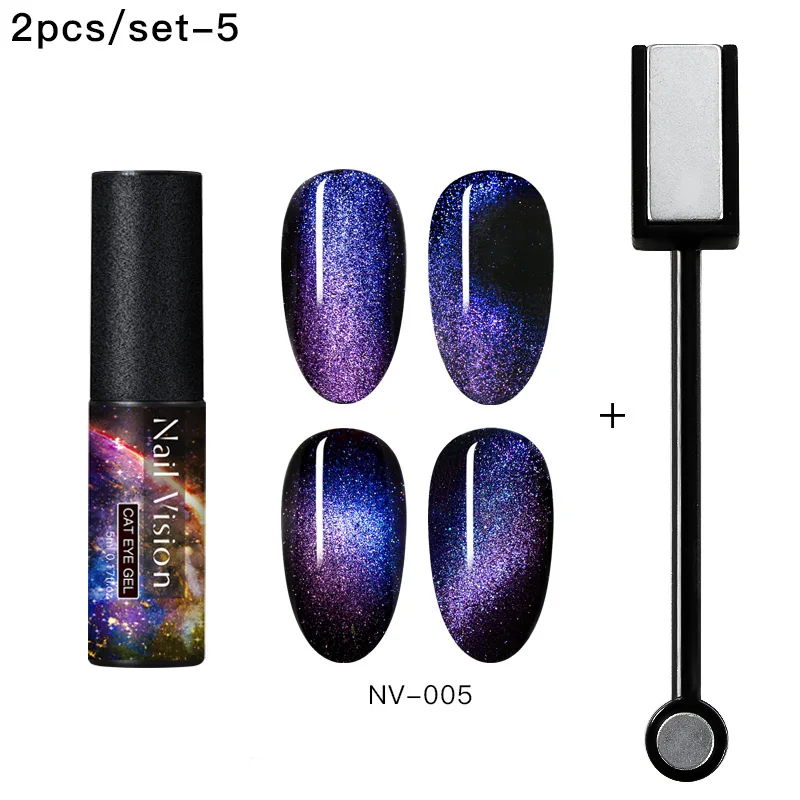 Nail Vision 5 мл Гель-лак для ногтей с эффектом «кошачий глаз» лак Хамелеон для использования с магнитом УФ Гель-лак для ногтей Фиолетовый Синий замочить от УФ светодиодный Гель-лак для ногтей - Цвет: EEZH07359