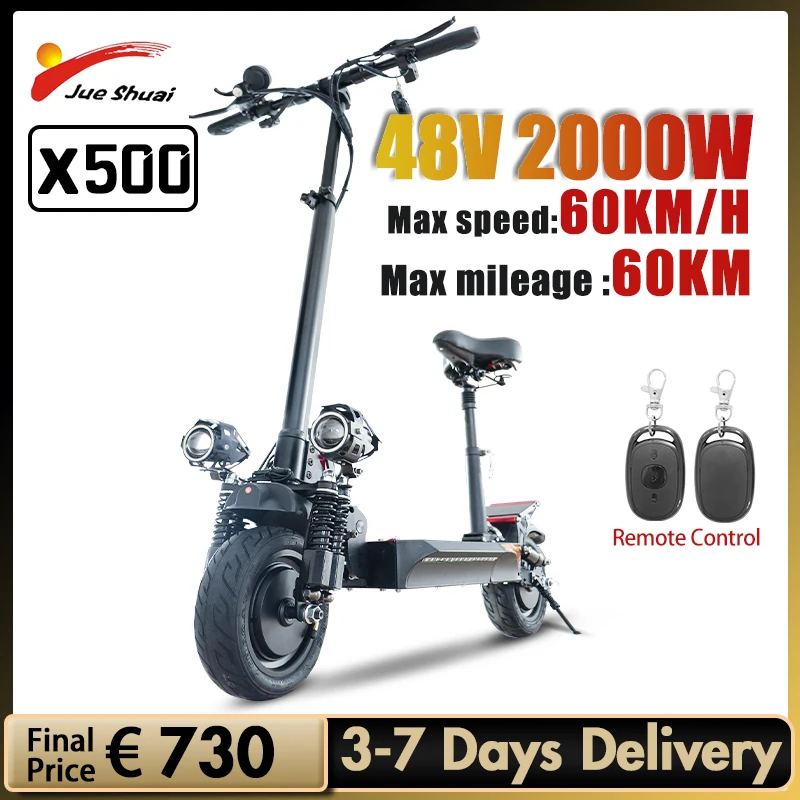 

Двухмоторный мощный Электрический скутер 48 В, 2000 Вт, 60 км/ч, максимальная скорость, складной электрический скутер, 60 км, большой радиус дейст...