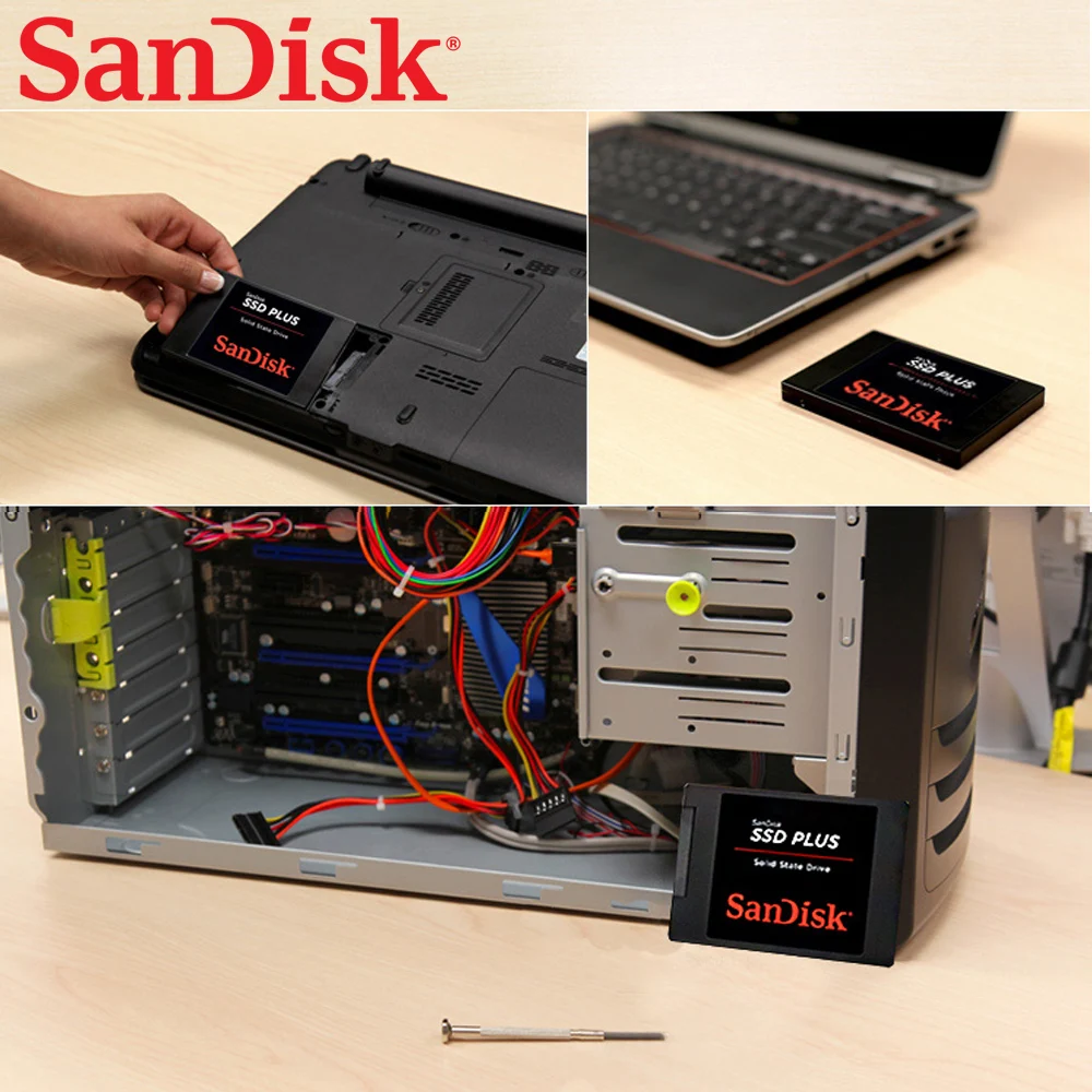 100% Sandisk SSD Plus 120 ГБ 240 480 SATA III 2 5 дюйма твердотельный диск Внутренний жесткий
