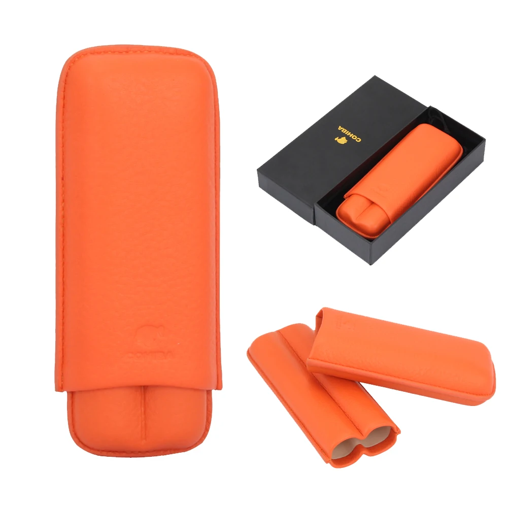 COHIBA Карманный чехол для сигар хьюмидор портативный кожаный держатель с 2