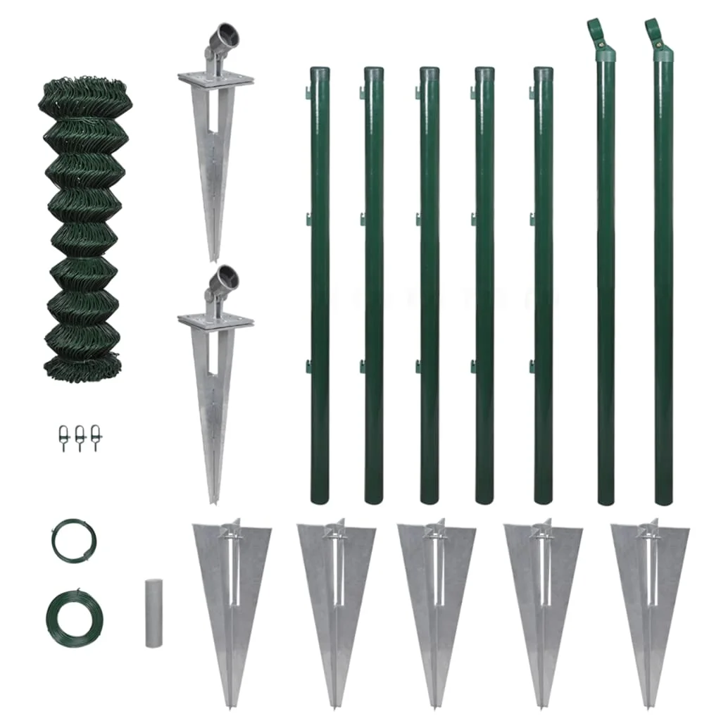 

Chain Link Fence with Posts Spike Steel 4.9ftx49.2ft