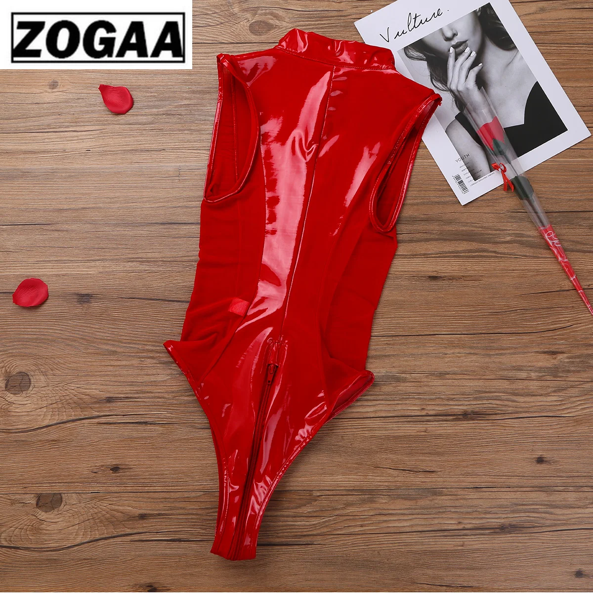 Женский Блестящий Прозрачный сетчатый купальник из лакированной кожи на молнии