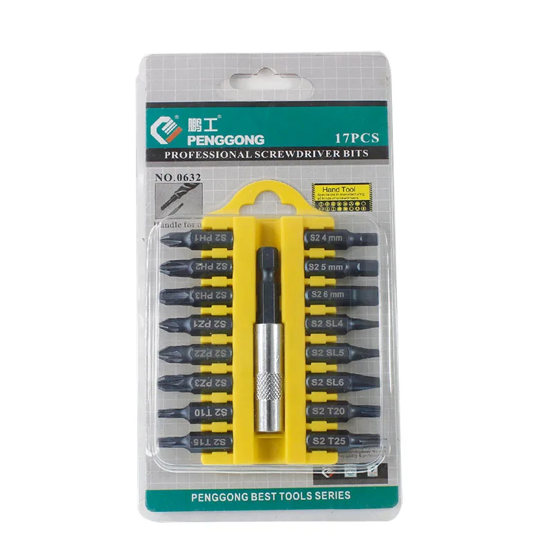 

17Pcs Screwdriver Bits S2 Electric Screwdriver Torx Phillips Hex Flex Square Screw Driver Bit Set Multitul Hand Tools Kit