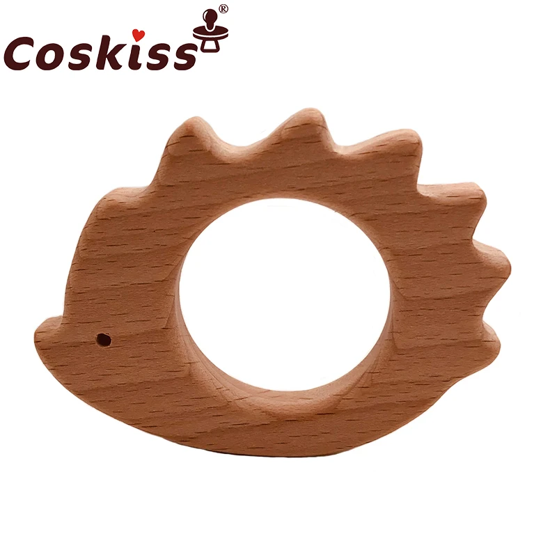 Coskiss детский деревянный прорезыватель из Букового дерева мультяшный Ежик