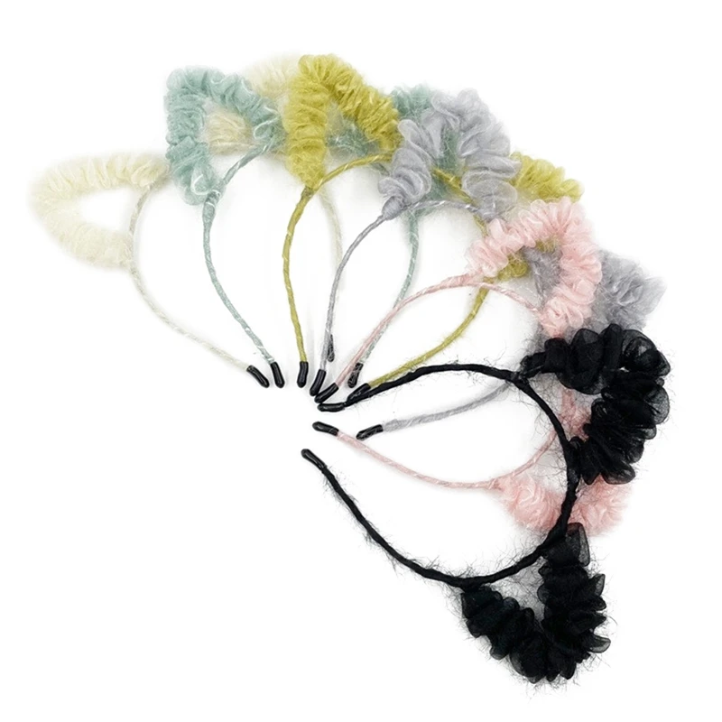 

Women Cute Lace Cat Ear Hairbands Solid Ribbon Bow Headband Women Headwear Girls Princess Hair Accessories