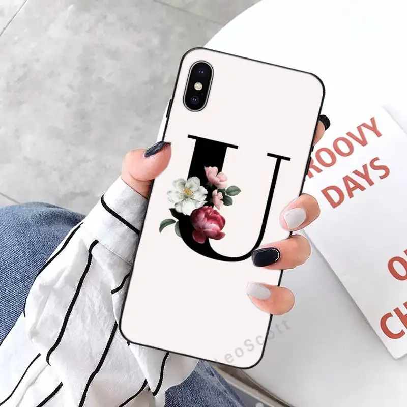 

English Name Letters Flower Phone Case for iPhone 11 12 pro XS MAX 8 7 6 6S Plus X 2020 XR Mini