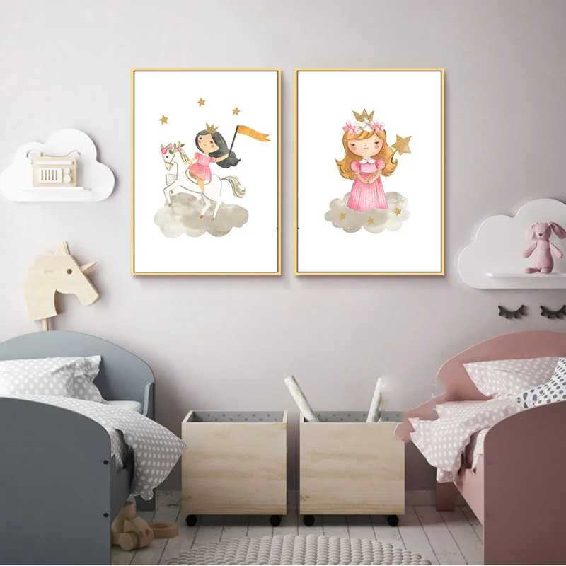 Декор для комнаты маленьких девочек холст рисунок мультяшный постер с