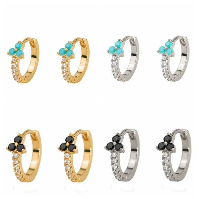 Серьги гвоздики из стерлингового серебра 925 пробы круглые женские серьги синий и