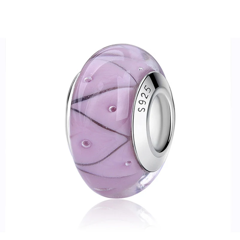 Looking Glass Pink 925 пробы, серебряные стеклянные бусины, шармы, подходят для браслетов Pandora, Радужное граненое муранское стекло, шарм, сделай сам, изготовление ювелирных изделий - Цвет: Looking Glass Pink