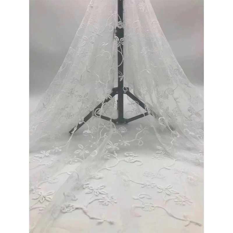 Африканская кружевная ткань с белыми цветами Новое поступление 2020 высокое