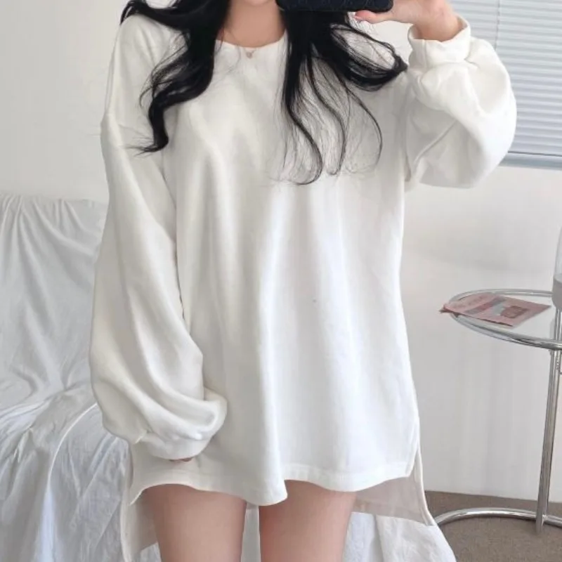Casual O Puff Long Sleeve White Hoodies Women Wild Loose V Sleeveless Knitted Tops Khaki Sweater Vest Autumn Black Grey Retro |