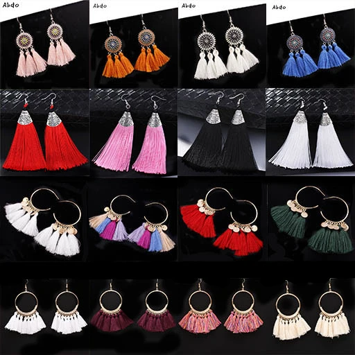 Новые Boho Стиль Большой Круг висячие серьги с кисточками для женщин богемные