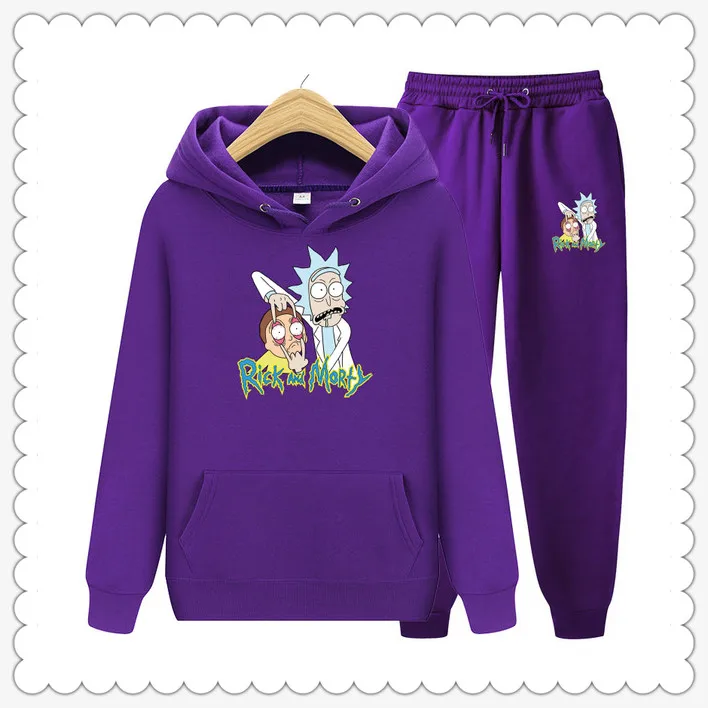 Осень Зима горячие комплекты Koop Heren Рик Морти Толстовка и Broek Повседневная