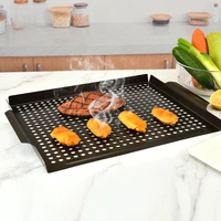 grill basket nonstick grill topper with holes bbq grill tray vegetable grill pans for outdoor grillwok grill cookware accessory