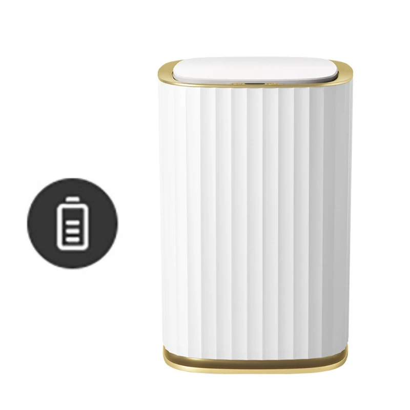 

Automatic Smart Trash Can with Lid Motion Sensor Plastic White Waste Bin G99A