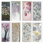 Современная виниловая настенная бумага для двери, модные художественные наклейки на стену с тропическими пальмовыми листьями, цветами, бабочками, Современные художественные виниловые наклейки на стену