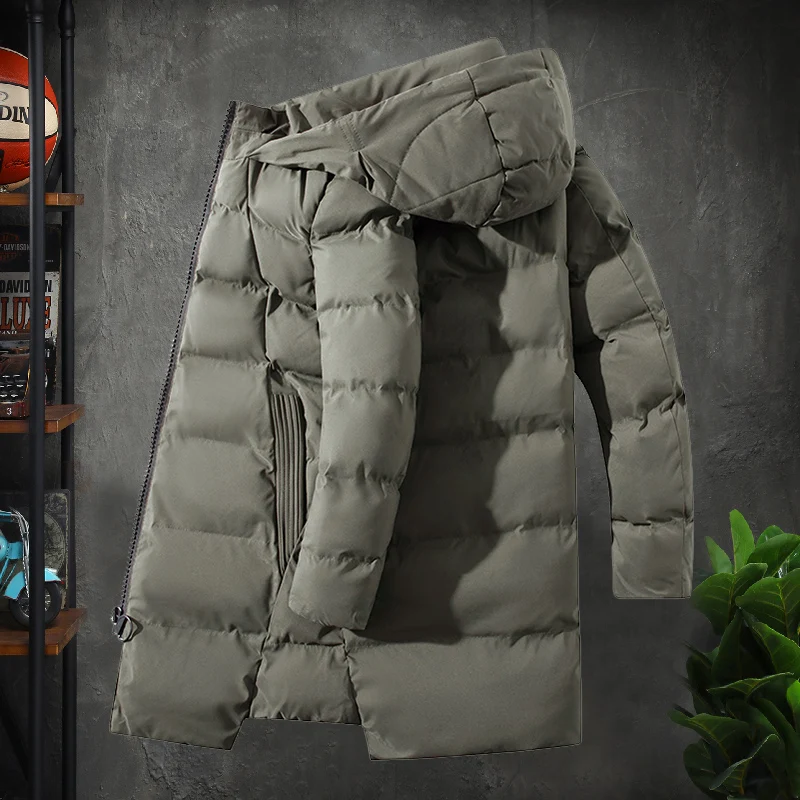 

Mens Long Cotton Padded Jacket Men 2020 Winter Black Hooded Warm Soft Shell Jackets Coat Solid Color Casual Fashions Jacket Men