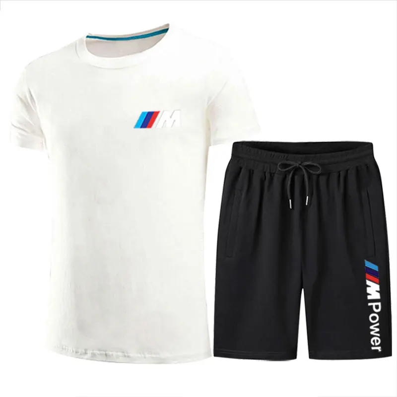 

2021 Men's Fitness Sports T-Shirt Jogging Shirt Short-Sleeved Men Clothing BMW Tops Sports Leisure Quick-Drying Sets