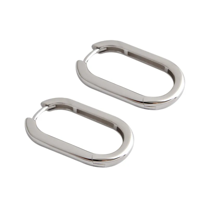 

CH-1297 S925 sterling silver earrings INS minimalist geometric oval ring female earrings gold-plated retro earrings