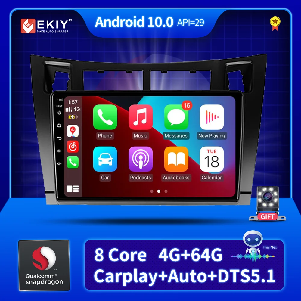 

Autoradio for Toyota Yaris XP90 2005-2012 2din Car Radio Navigation GPS Multimedia Video Player Carplay 4G Stereo Voice Control