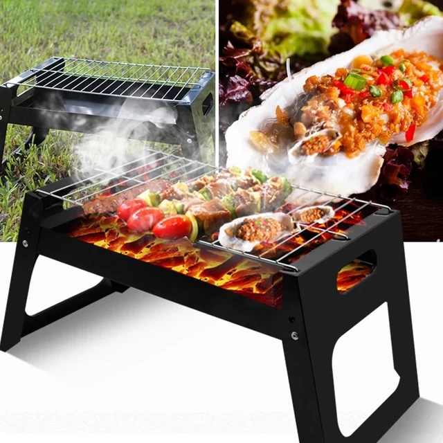 Folding BBQ Grill Portable Compact Charcoal Barbecue BBQ Grill Cooker Bars Smoker Outdoor Camping 27.5x38.5x29 cm 2