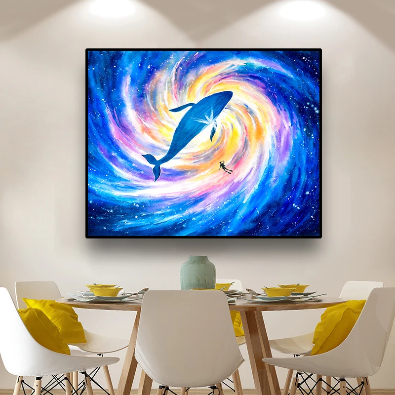 Холст живопись маслом киты путешествия по интернеталу Настенный декор картина