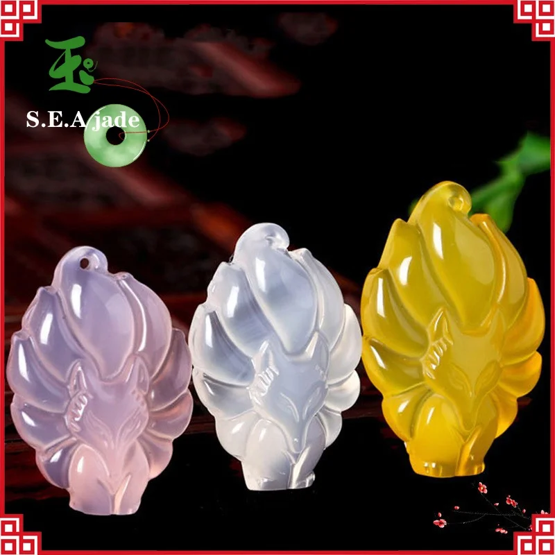 

High Ice Jade Pendant Three-color Nine-tailed Fox Pendan for Women「S.E.A Jade 」