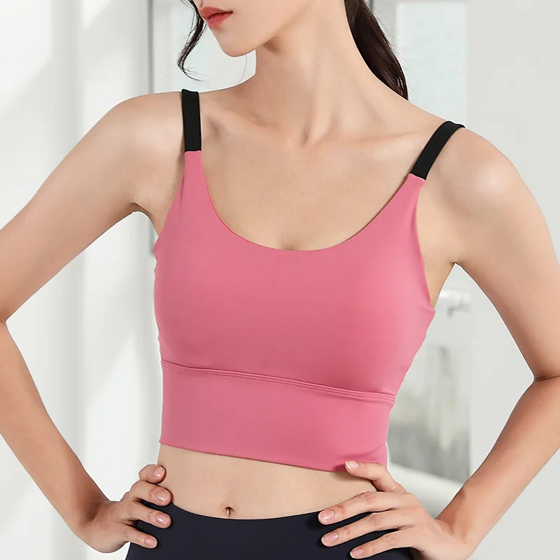 

Women Sports Bra Yoga Vest Sexy Skinny Sling Crop Top Sports Underwear Ladies Fitness Summer Solid Color Thin Sportswear 2021