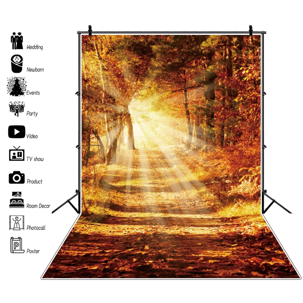 

Autumn Forest Tree Fallen Leaves Backdrop Nature Baby Portrait Photography Background Photozone Vinyl Photophones For Photos