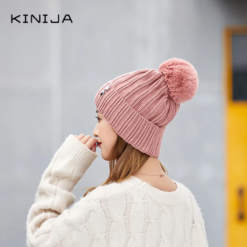 Женский Теплый вязаный пуловер шапка плюшевая и утолщенная вязаная с защитой